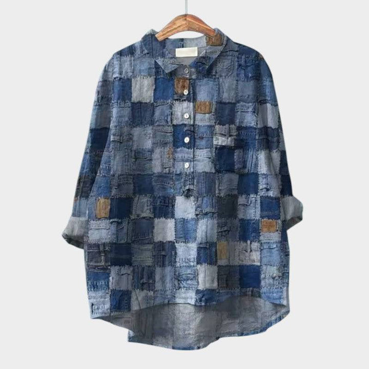Elegant Mira™ blouse by Emma & Rose Cape Town, featuring a stylish, flowy design with intricate details in a soft fabric.