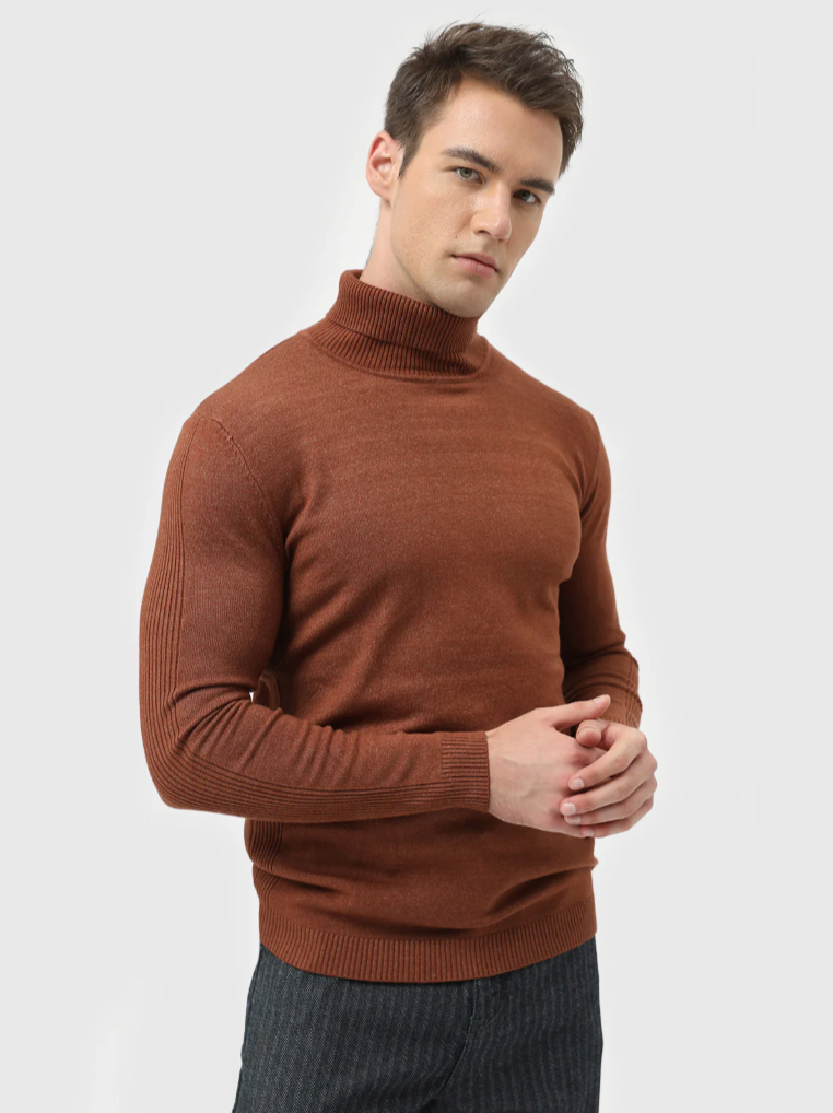 Fine Knitted Turtleneck Sweater for Men