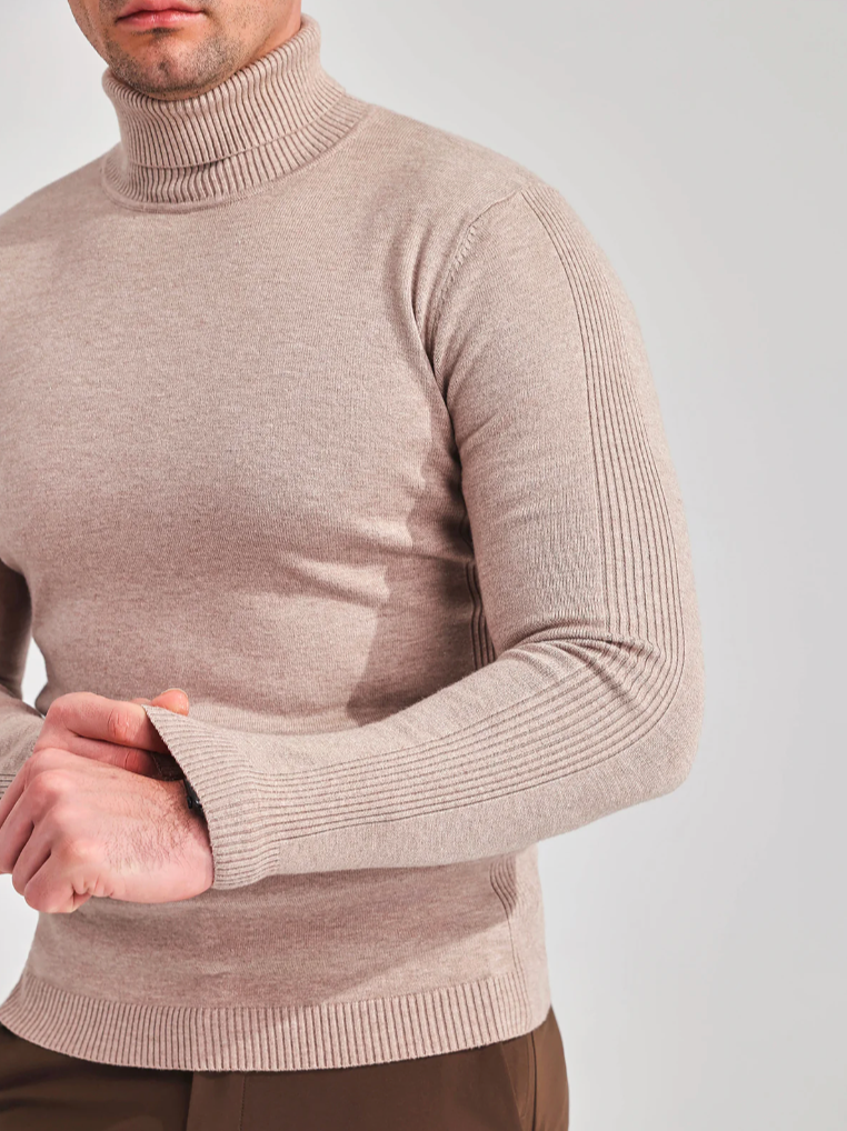Fine Knitted Turtleneck Sweater for Men
