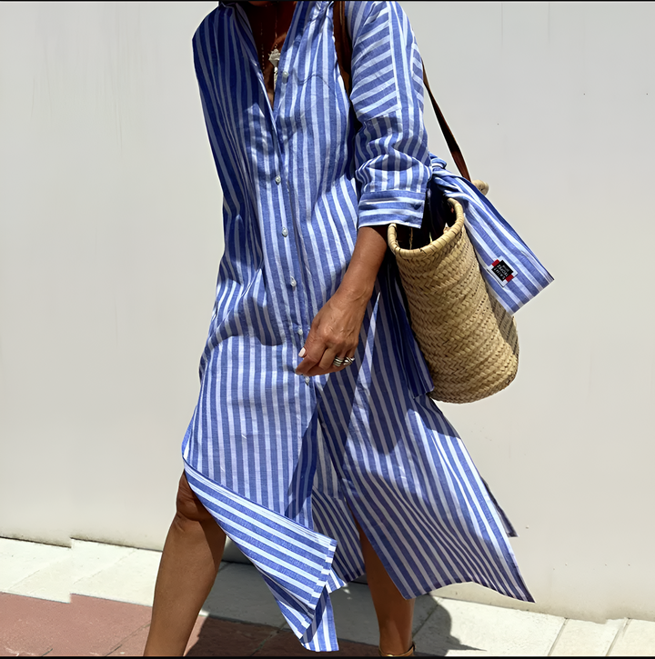 Héloïse™  |  Elegant Striped Shirt Dress