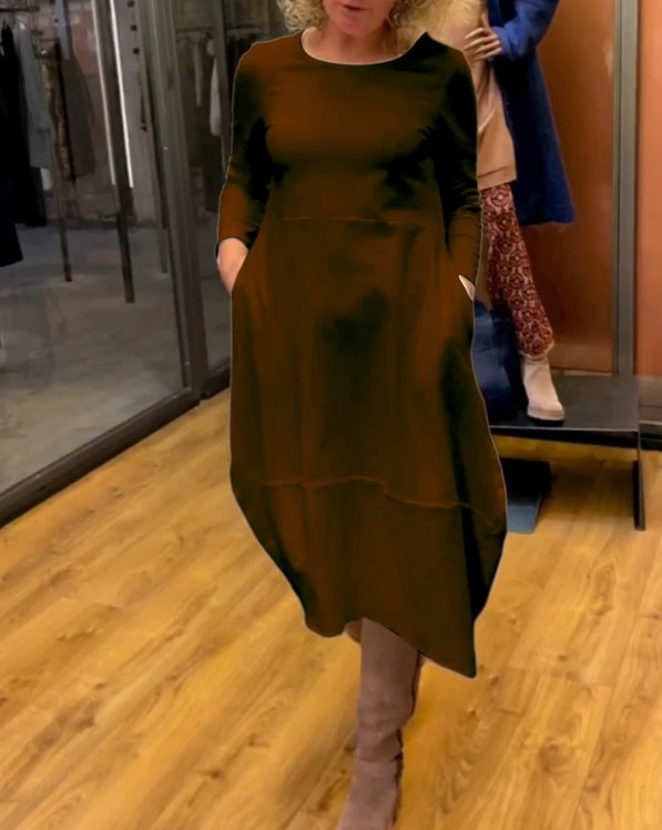 Clara™  |  Black Midi Dress Pockets