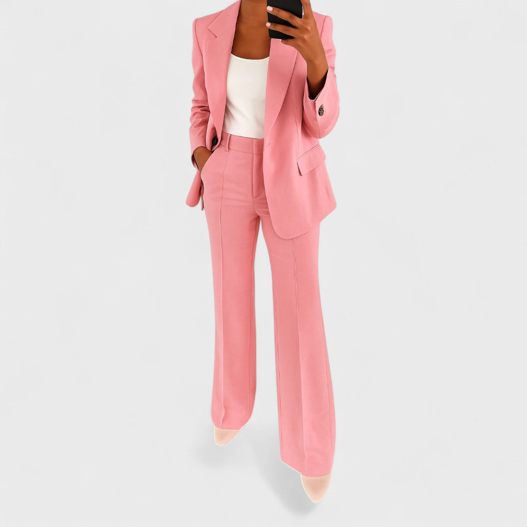 Women's Suit Set with Blazer and Wide Pants