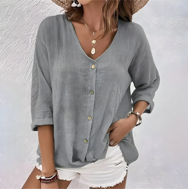 Juliana | Women's Button Front V Neck Casual Top