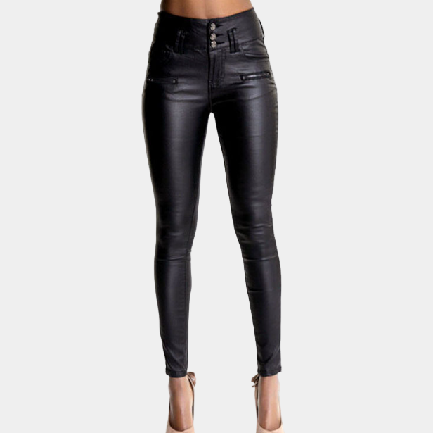 Skinny High Waist Leather Pants for Women