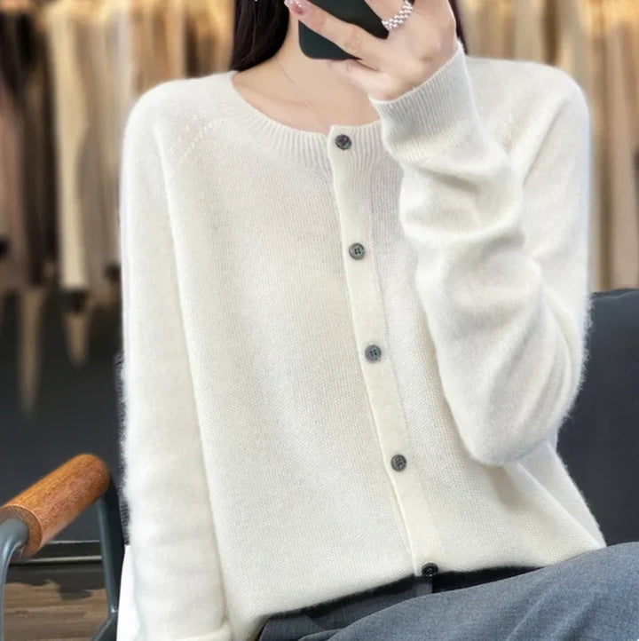 Linda Cozy Wool Cardigan, view 4 - Elena Harper