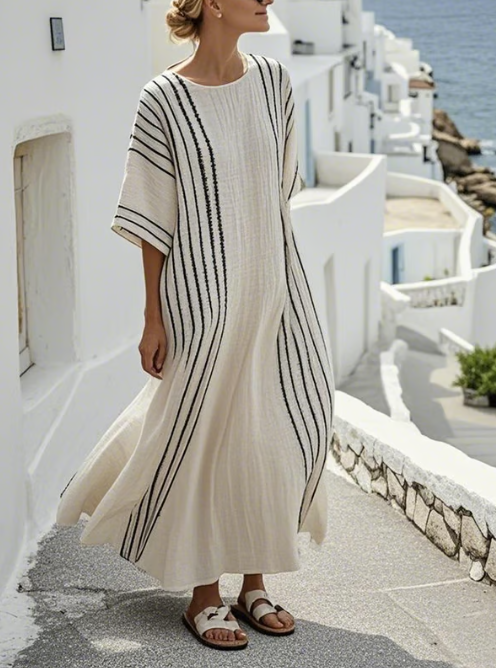 Long linen dress with a flowing fall