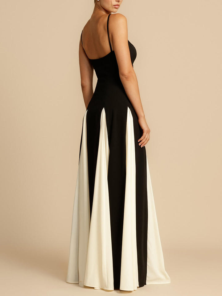 Black and White Maxi Evening Dress for Women - Nikki