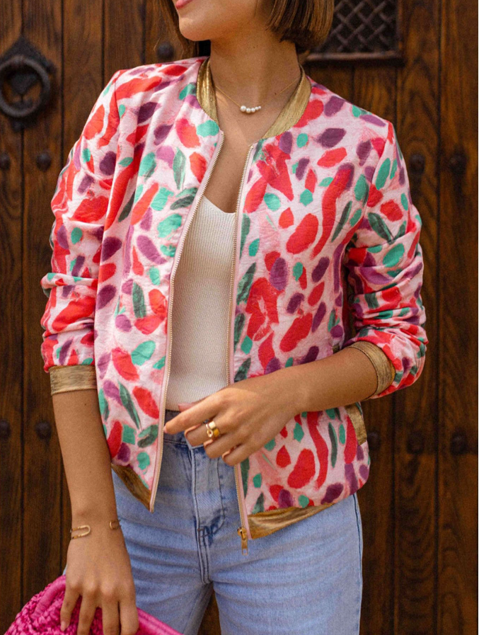 Women’s Bomber Jacket with Floral Pattern Avenza, view 8 - Elena Harper