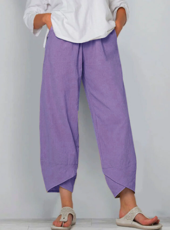 Asymmetrical High-Waisted Vintage Pants with Pockets