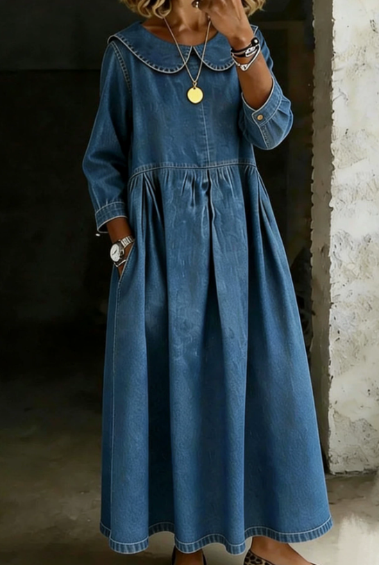 Dasol Jeans Dress with Long Sleeves - Elena Harper