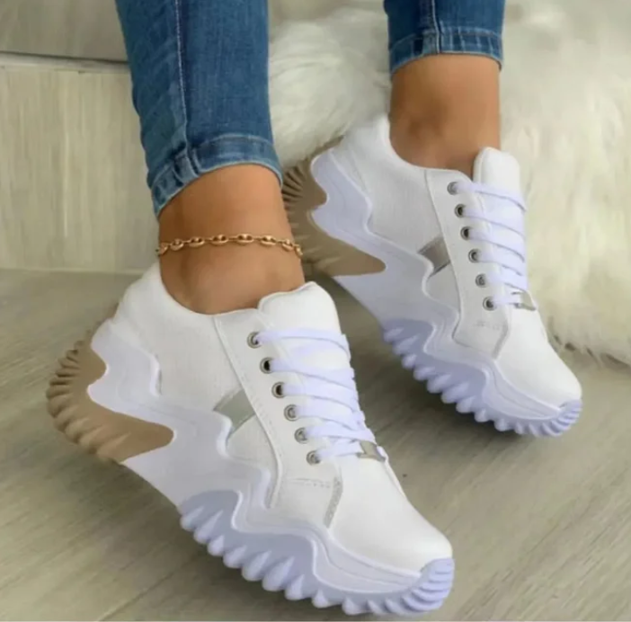 Nile Sneakers with Chunky Sole for Lacing, view 4 - Elena Harper