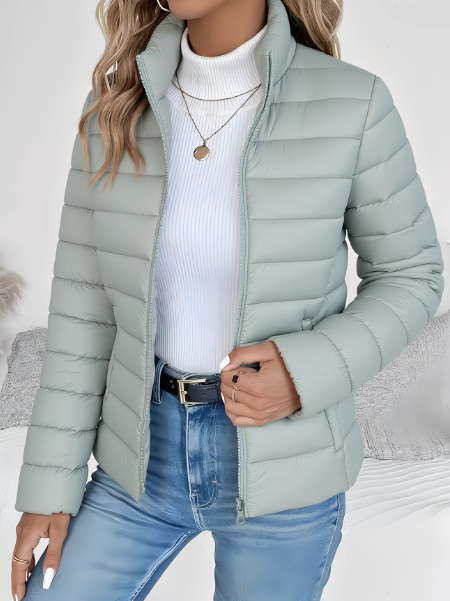 Priya - Elegant Quilted Down Jacket with High Collar