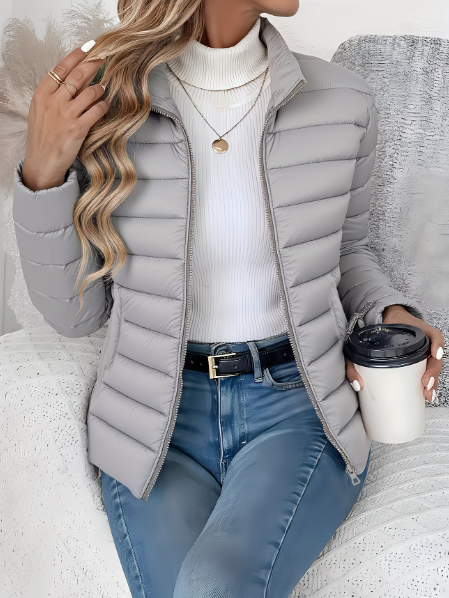 Priya - Elegant Quilted Down Jacket with High Collar