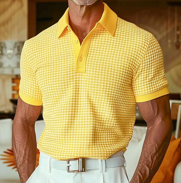 Laurent Monaco Checked Polo Shirt for Men, view 2 - Elena Harper