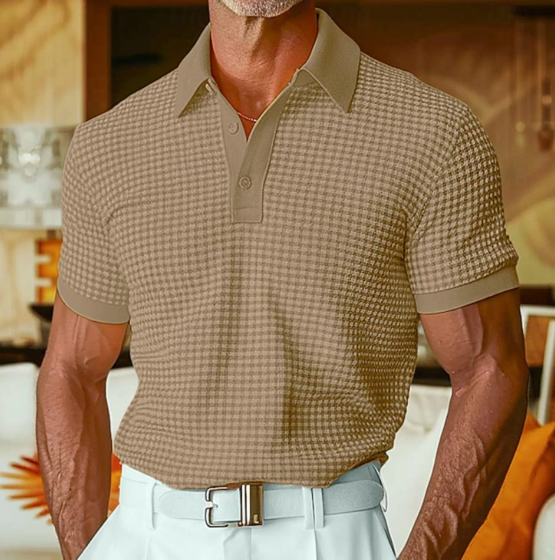 Laurent Monaco Checked Polo Shirt for Men, view 3 - Elena Harper