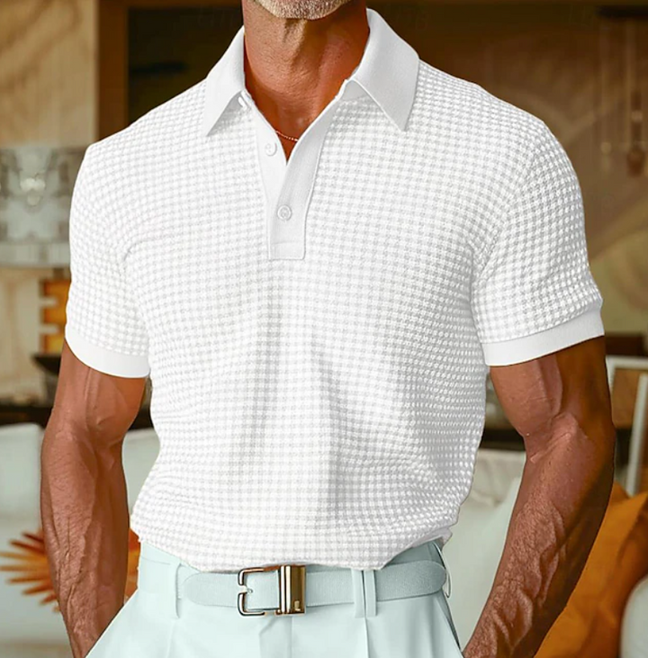 Laurent Monaco Checked Polo Shirt for Men, view 4 - Elena Harper