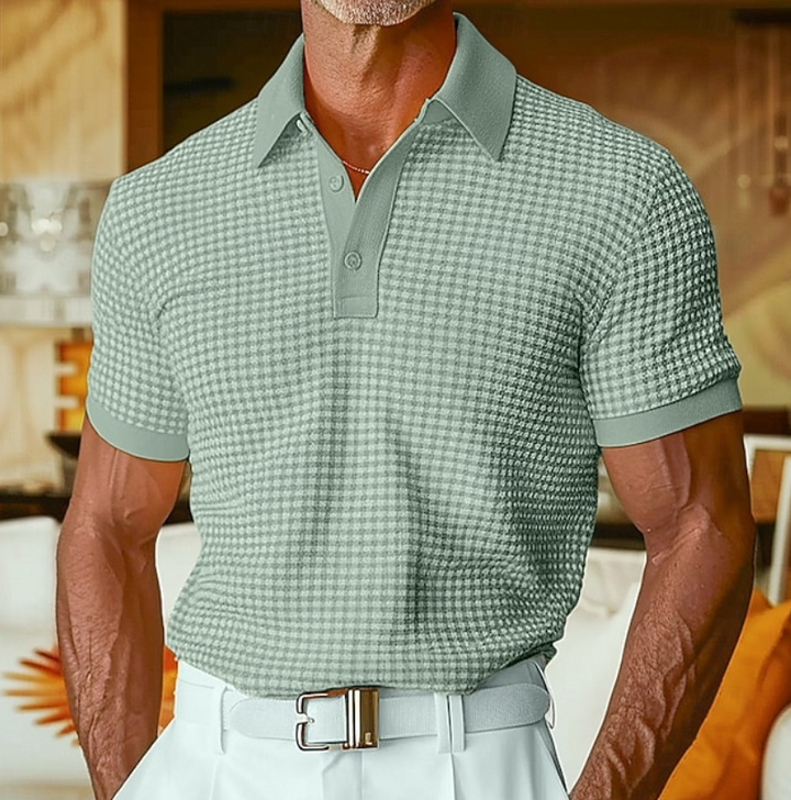 Laurent Monaco Checked Polo Shirt for Men, view 5 - Elena Harper
