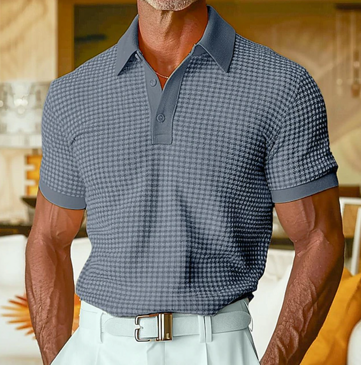Laurent Monaco Checked Polo Shirt for Men, view 6 - Elena Harper
