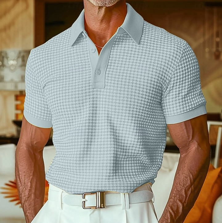 Laurent Monaco Checked Polo Shirt for Men, view 7 - Elena Harper