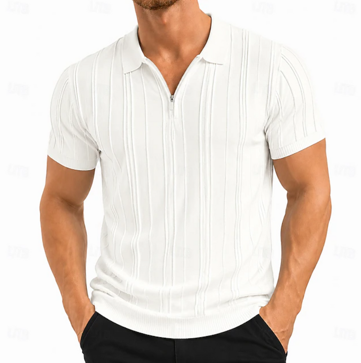 Colby Textured Slim Fit Polo Shirt, view 2 - Elena Harper