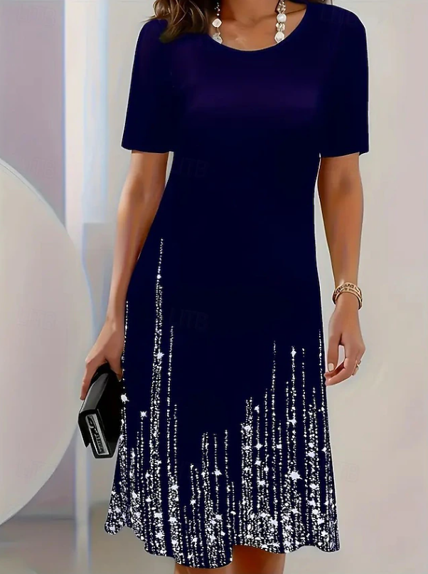 Women's Elegant Midi Evening Dress - Effortless Style