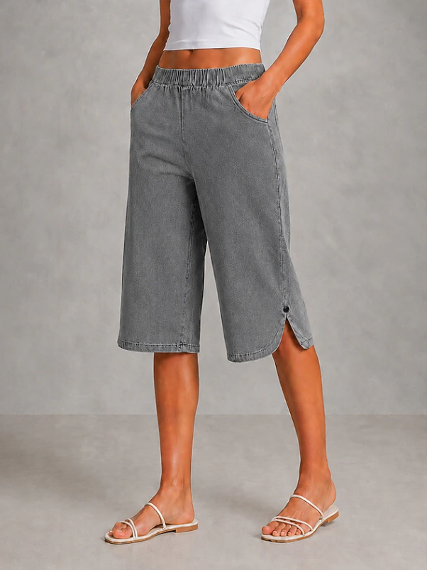 Women's Stretchable Wide Leg Capri Pants for Effortless Style