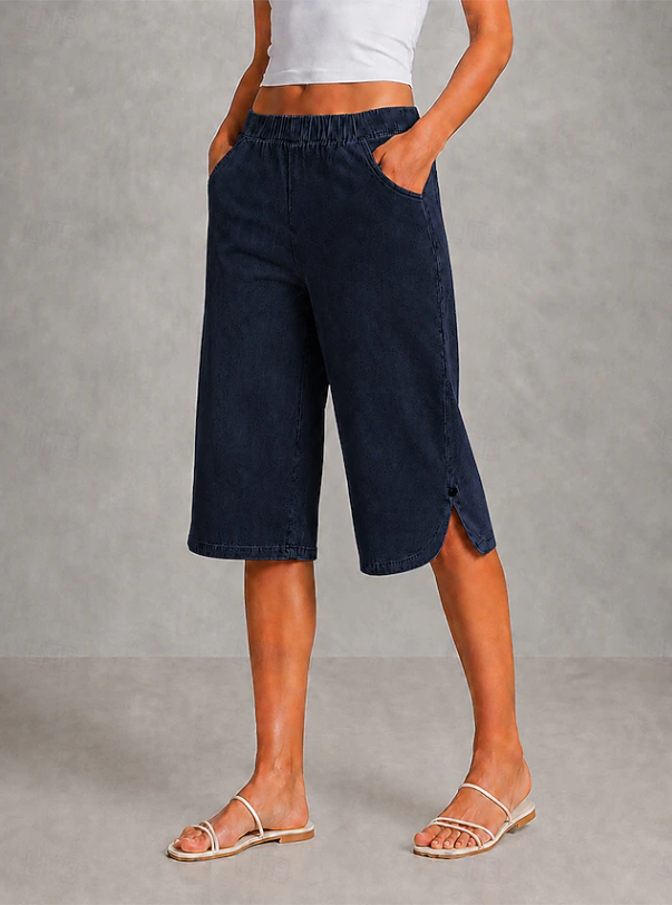 Women's Stretchable Wide Leg Capri Pants for Effortless Style