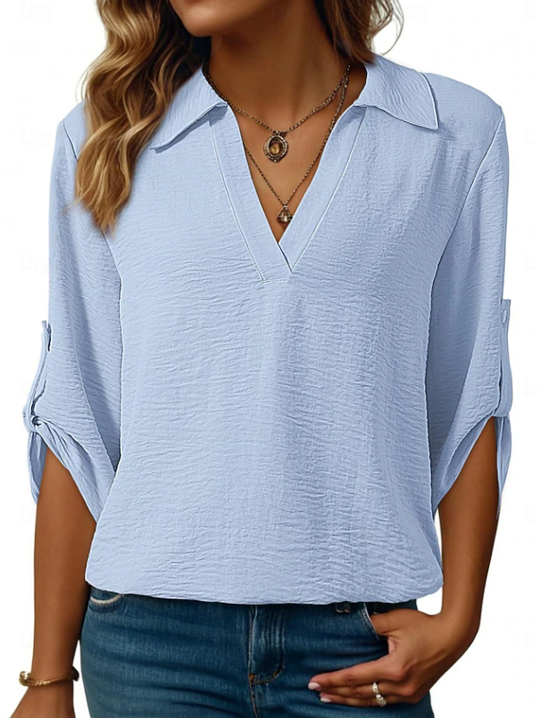 Sandra Relaxed V-Neck Blouse, view 2 - Elena Harper