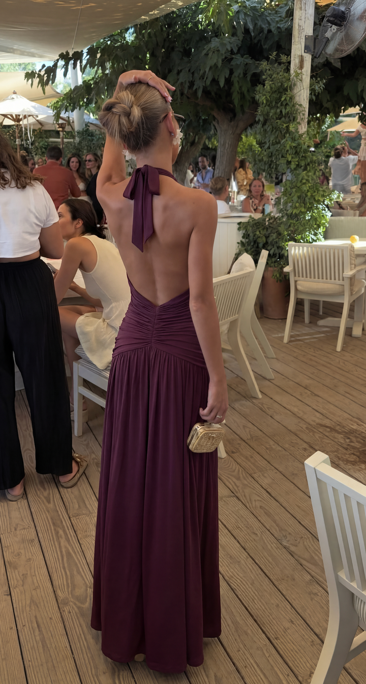Charlotte Reid | Plunge Halter Party Maxi Dress For Women (Christmas / NYE)