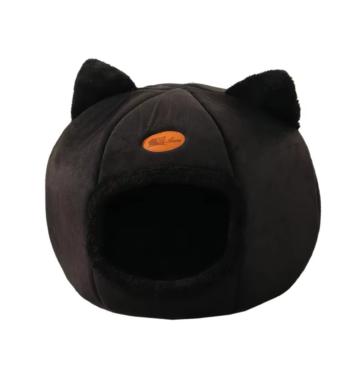 Pet Cat Bed - Warming Cuddly House with Removable Cushion