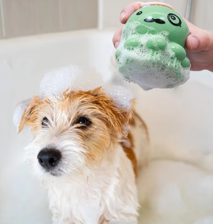 Pet Grooming Brush with Foam Dispenser for Dogs & Cats