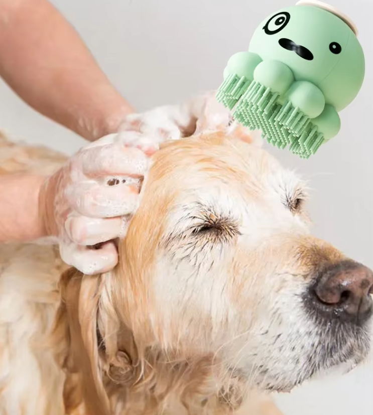 Pet Grooming Brush with Foam Dispenser for Dogs & Cats
