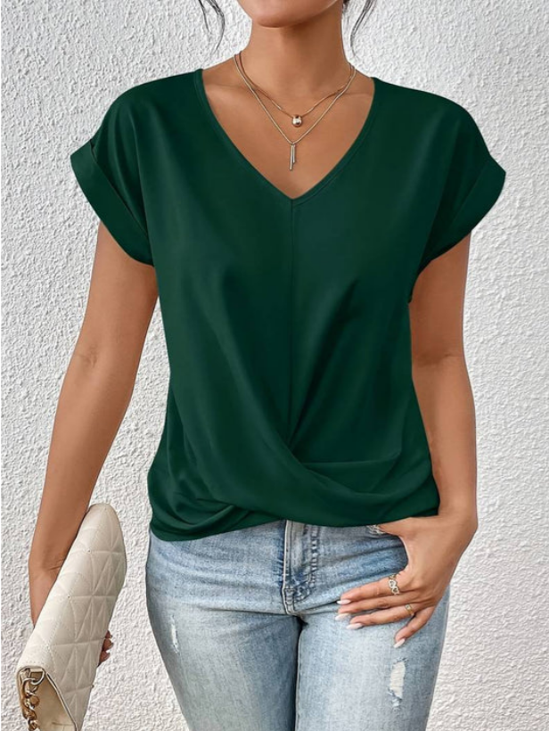 Women's Fluid Short Sleeve V-Neck T-Shirt Manon, view 4 - Elena Harper