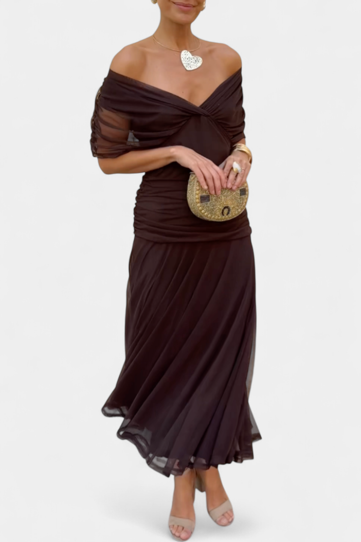CHIC MAXI DRESS WITH V-NECK FOR WOMEN