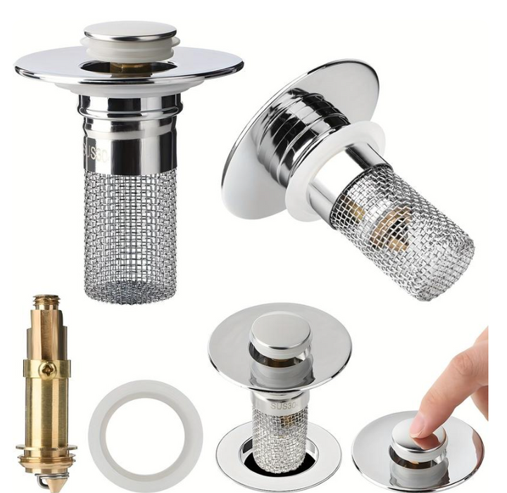AbflussKlar™ Pop-up Drain Stopper with Integrated Strainer