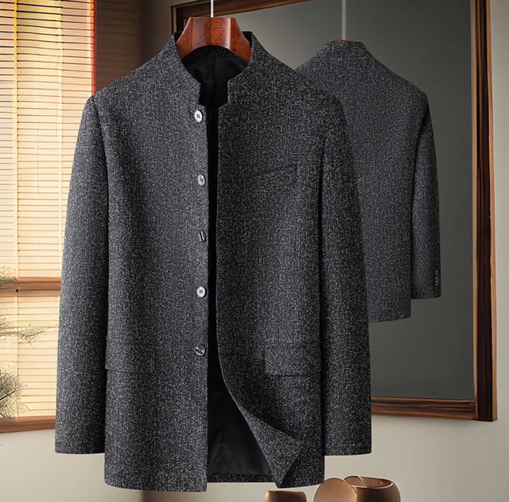 Men's Slim Fit Jacket with Mandarin Collar – Clean and Versatile Design