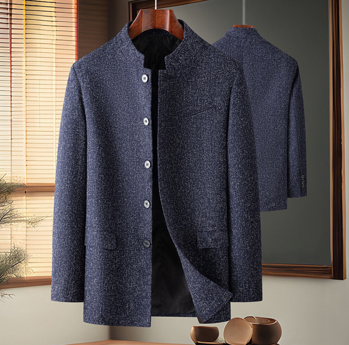 Men's Slim Fit Jacket with Mandarin Collar – Clean and Versatile Design