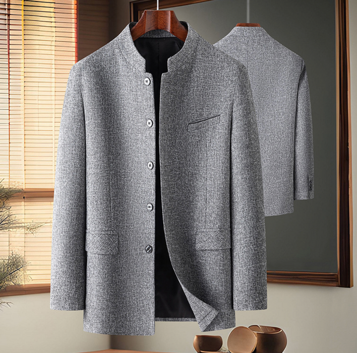 Men's Slim Fit Jacket with Mandarin Collar – Clean and Versatile Design