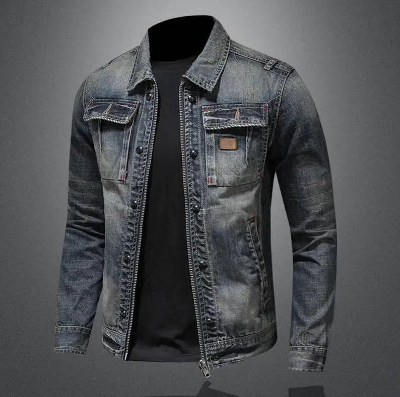 LAURENT MONACO | ZIPPERED DENIM JACKET FOR MEN