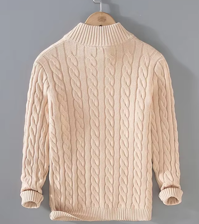 Florian | Men's Cable Knit Pullover with Zipper Collar