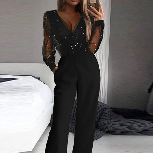 Almène Monochrome Casual Jumpsuit with a Clean Cut, view 4 - Elena Harper