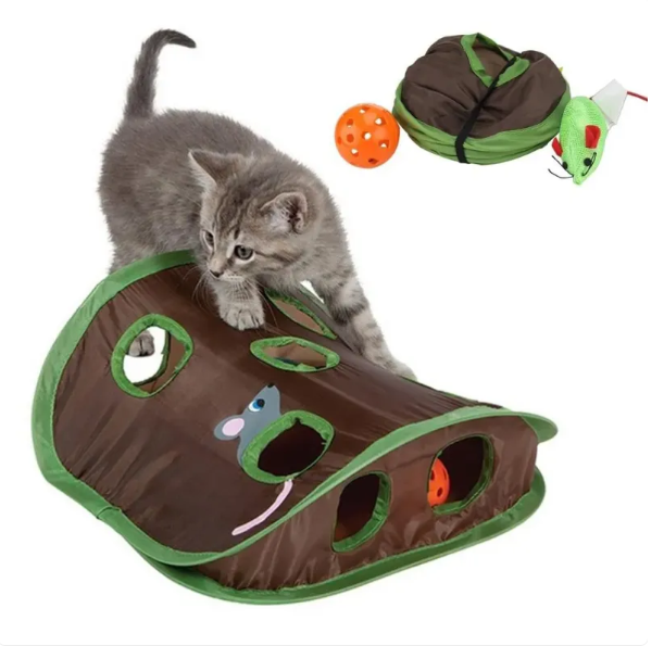 Interactive Cat Tent with Play Toys – Cozy Cave for Feline Fun