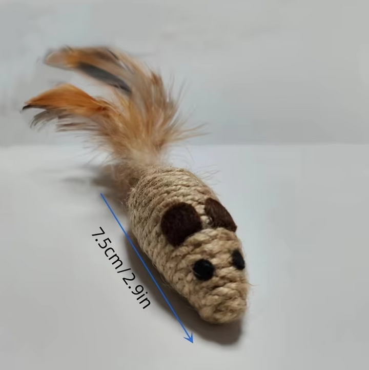 Sisal Fish Cat Toy with Feathers for Natural Hunting Fun