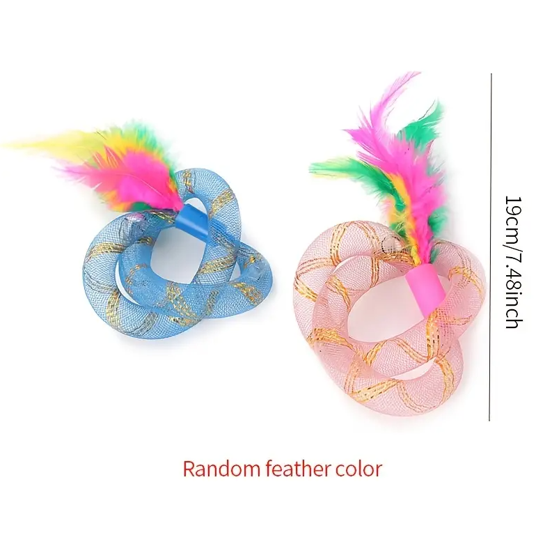Interactive Cat Feather Shuttlecock & Mesh Ring Toy Set
