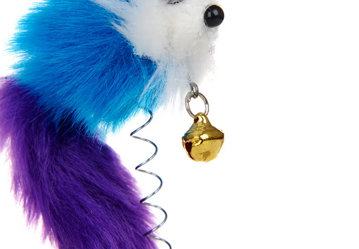 Interactive Cat Feather Mouse Toy with Suction Cup Bell