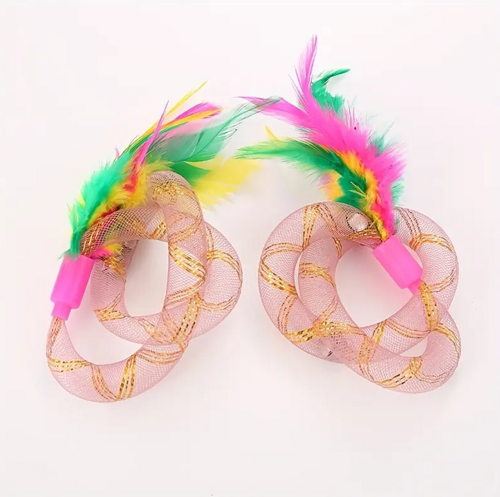 Interactive Cat Feather Shuttlecock & Mesh Ring Toy Set