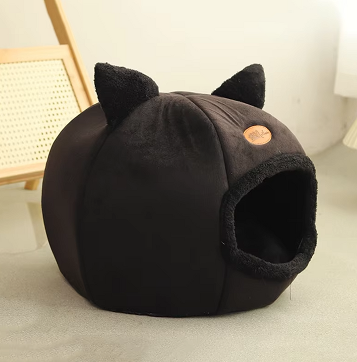 Pet Cat Bed - Warming Cuddly House with Removable Cushion