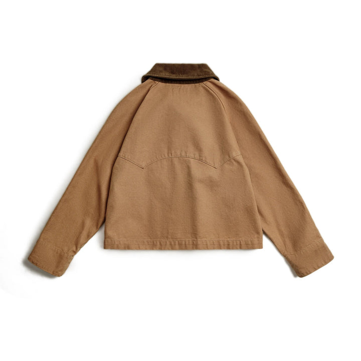 Montarello Women's Work Jacket with Corduroy Collar and Utility Pockets