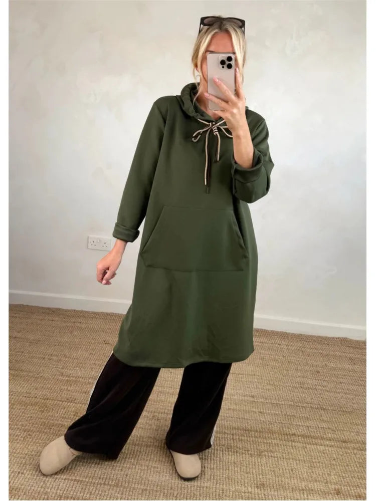 Glorita Junior Hooded A-Line Dress, view 2 - Elena Harper