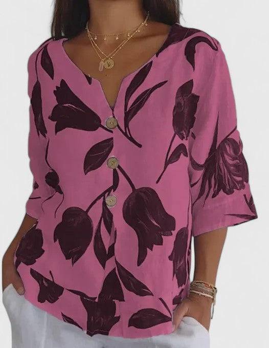 Isabel™  |  Elegant Floral Print Blouse